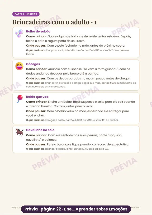 Página Brincadeiras com o adulto