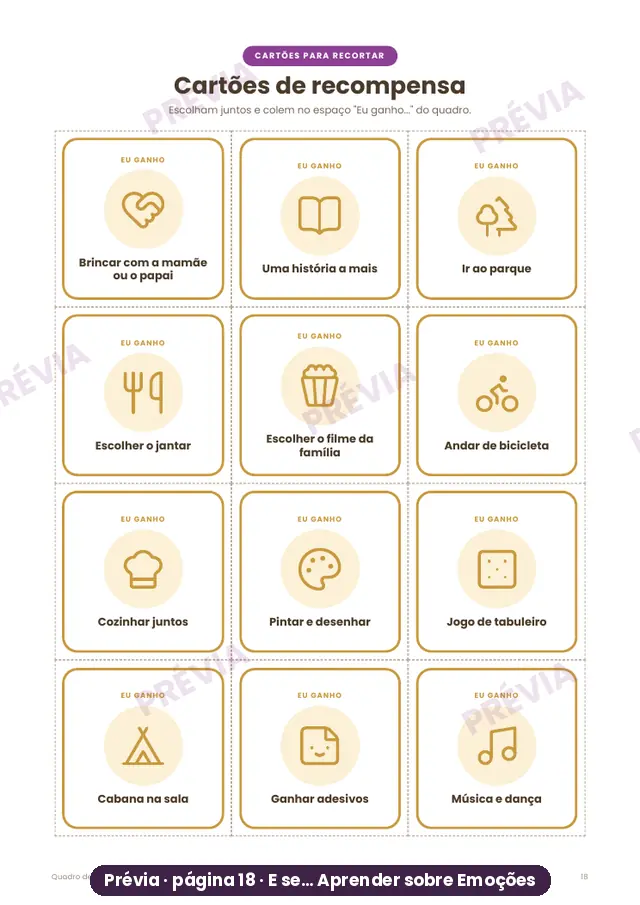 Cartões de recompensa para recortar