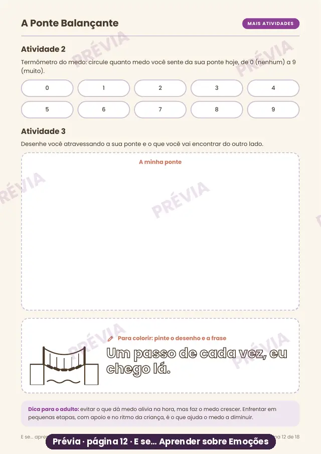 Atividades da Ponte Balançante com faixa para colorir