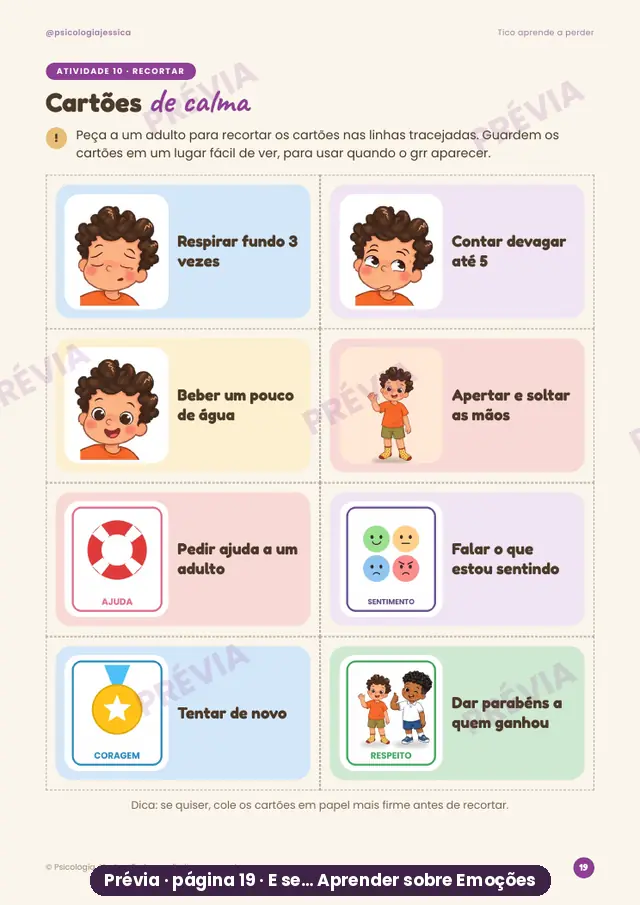 Atividade Cartões de calma