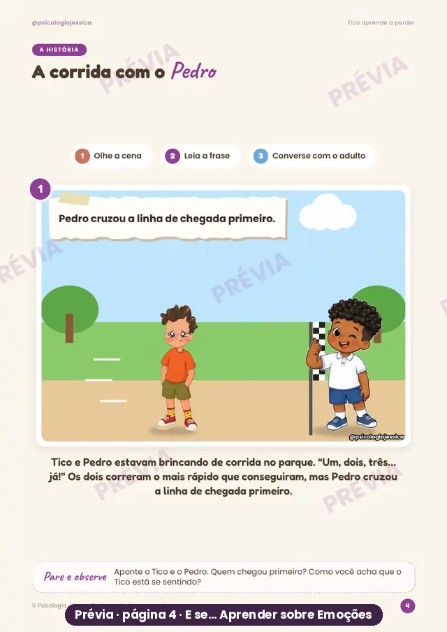 Cena da história A corrida com o Pedro