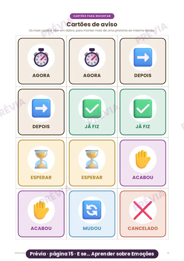Cartões de aviso