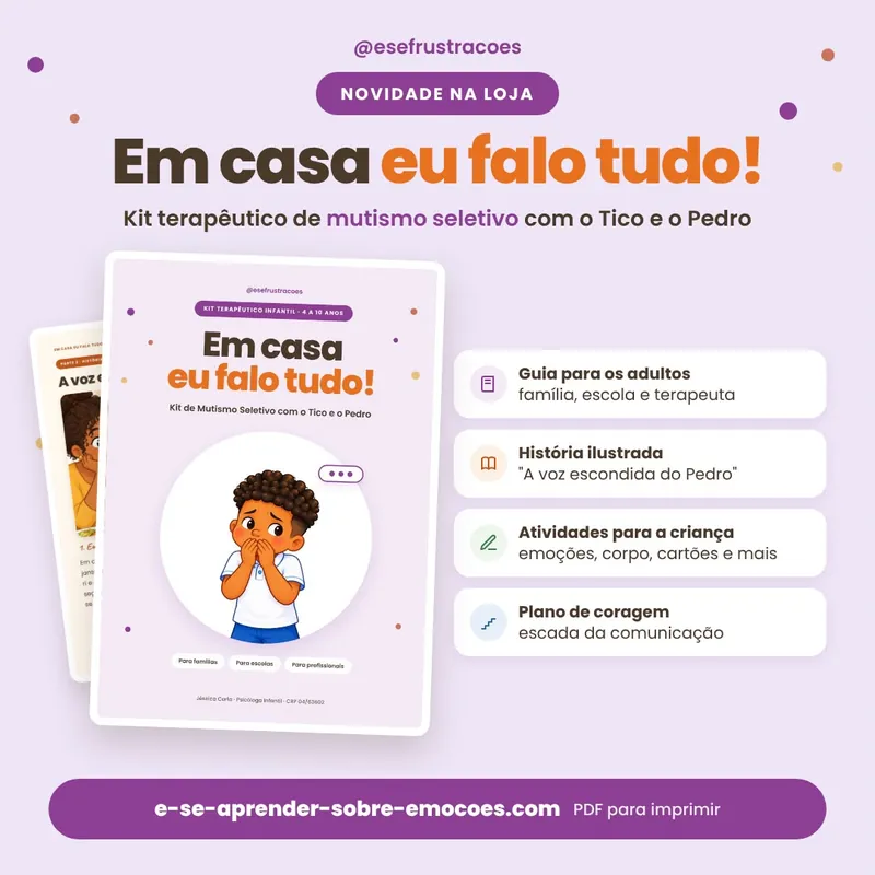 Prévia oficial de Em casa eu falo tudo!, com páginas do material