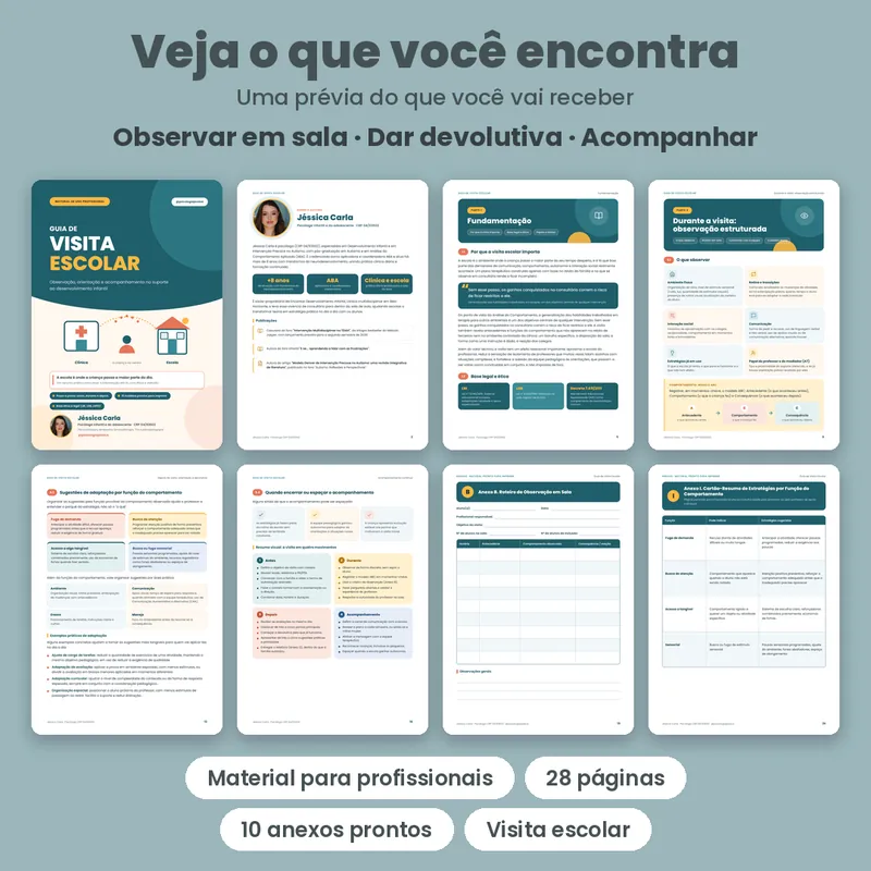Prévia oficial de Guia de Visita Escolar, com páginas do material