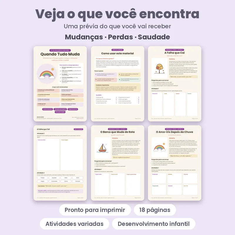 Prévia oficial de Quando Tudo Muda, com páginas do material
