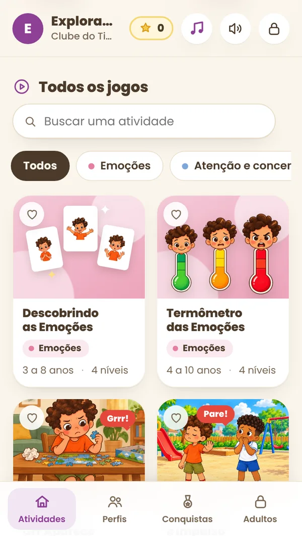 Catálogo de atividades do Clube do Tico